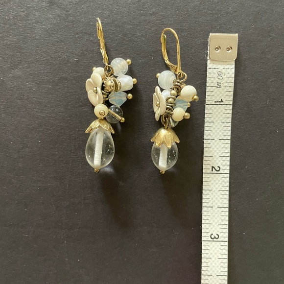 Crystal beaded and floral drop earrings. Excellent condition - Picture 2 of 2